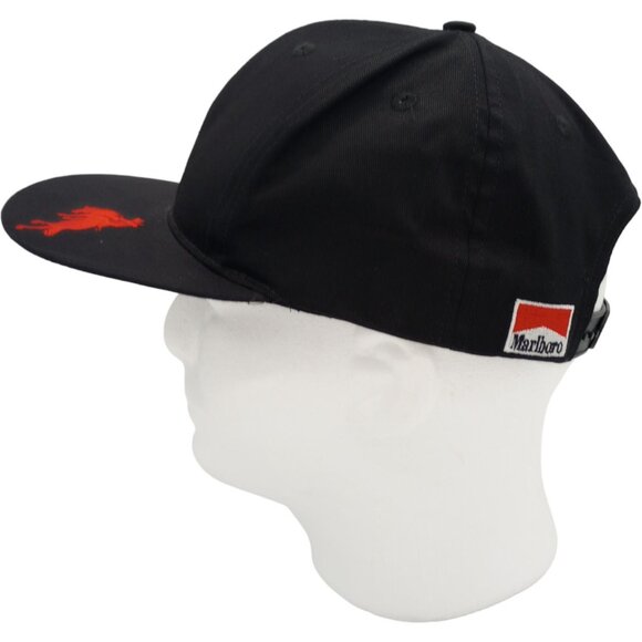 1990s Marlboro Side Script Bronco Snapback Hat Black Cap Logo Cowboy Vintage - Picture 5 of 9